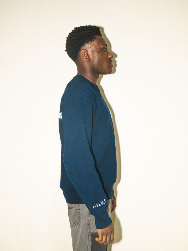 CAINT NAVY KNITTED JUMPER