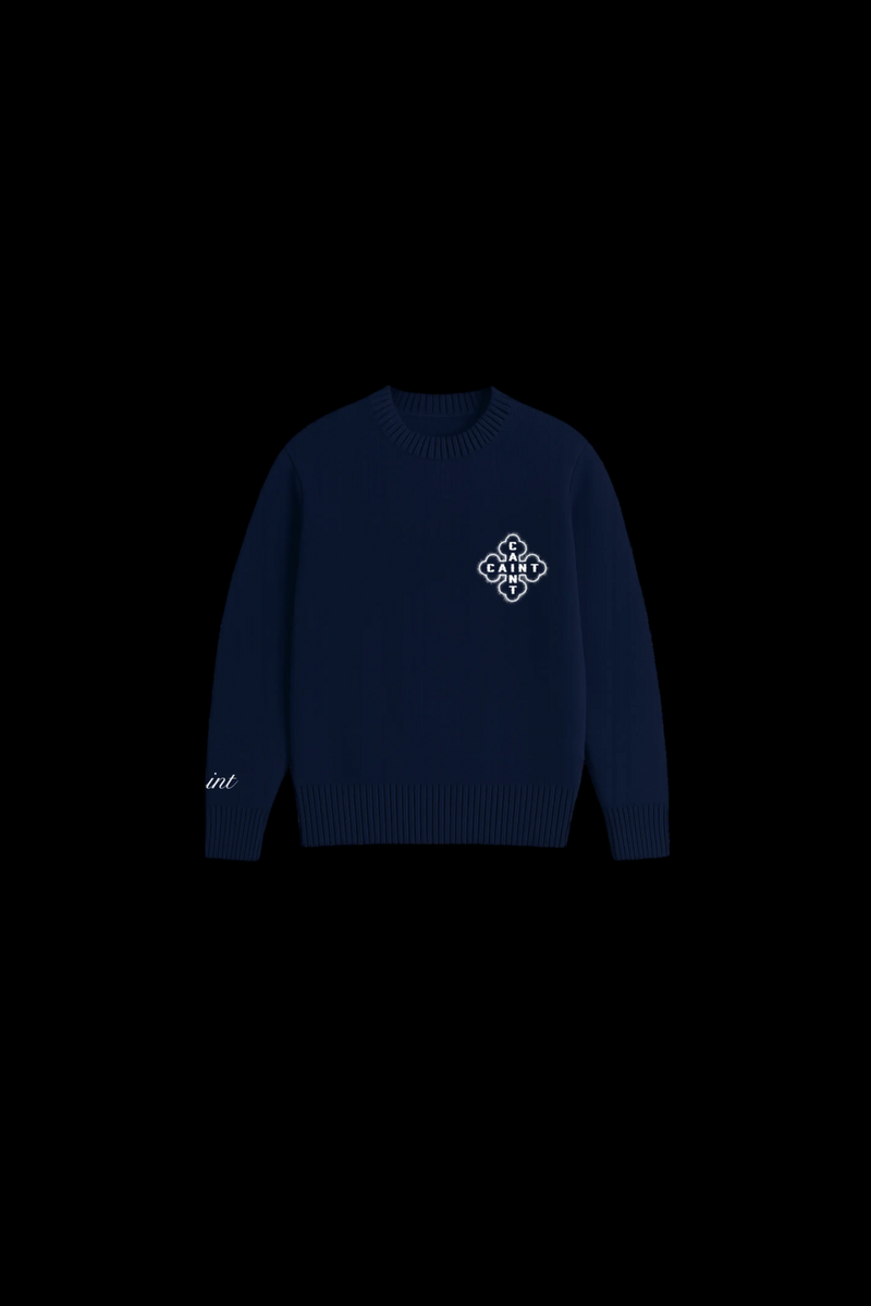 CAINT NAVY KNITTED JUMPER